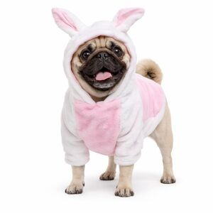 White Bunny Rabbit Pink Ears Medium Pet Plush Costume Outfit NWT